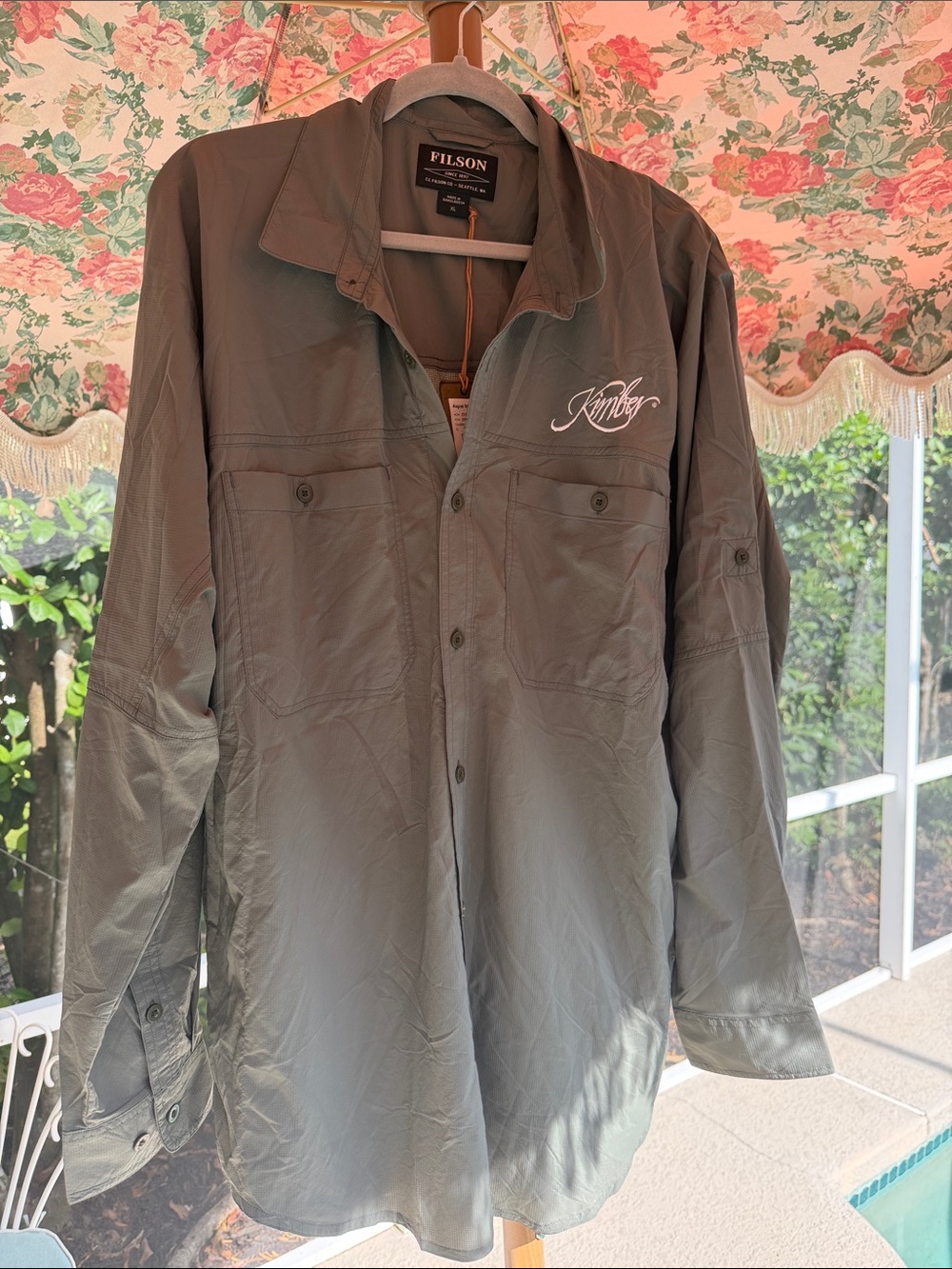 Filson Olive Green Lightweight Shirt Jacket with Chest Pockets